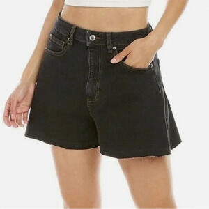 Revolve WeWoreWhat High-Rise Boyfriend Jean Shorts Bahbah Black Size 32 NWT